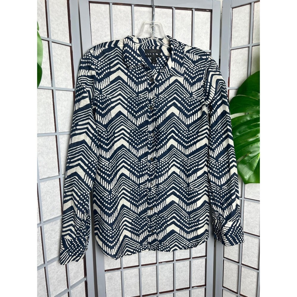 J. Crew boy fit navy tribal button-down size 6